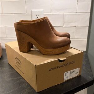 Kork-Ease Tan Leather Platform Mules